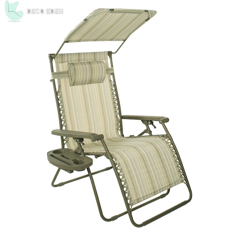 Silla de playa ajustable con dosel y bandeja lateral