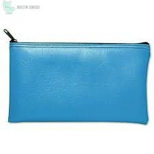 Cartera con cremallera de cuero azul