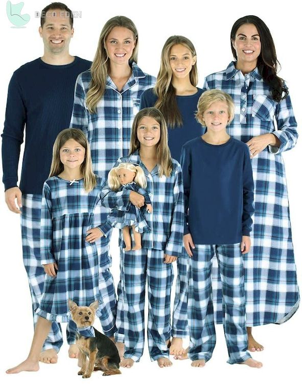 Pijama a juego de tartán azul