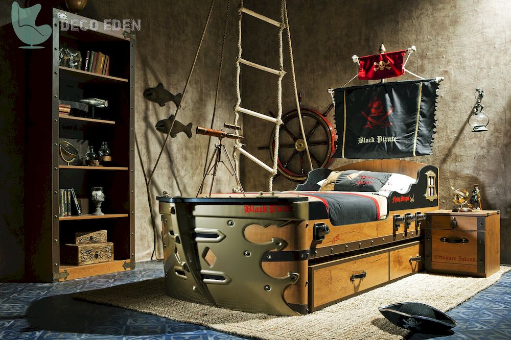 Idea de dormitorio de niños con un tema pirata