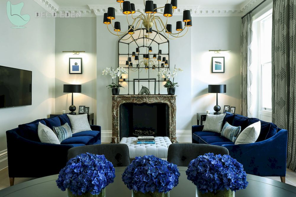 elegant room with bright blue furniture final