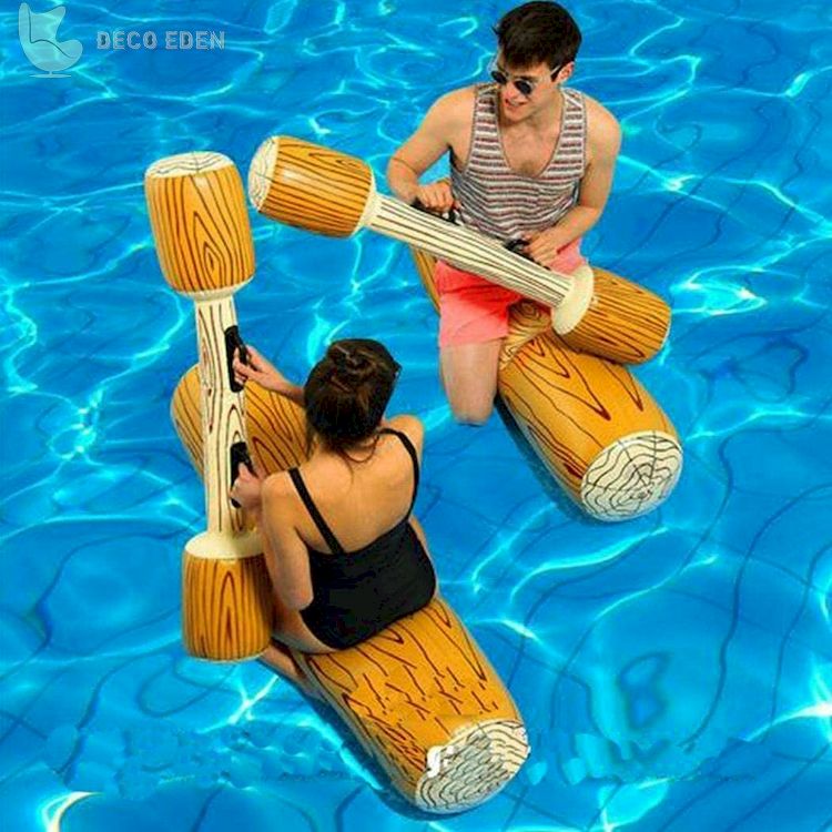 Juego de juego de flotador de piscina de registro de árbol de justa de agua inflable