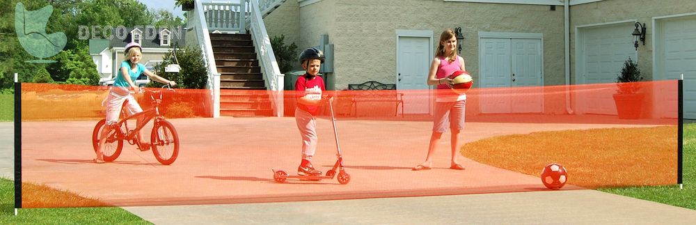 Valla retráctil de malla roja grande para niños