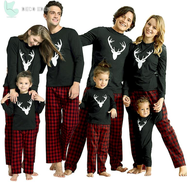 Conjuntos de pijamas familiares a juego Reno Navidad