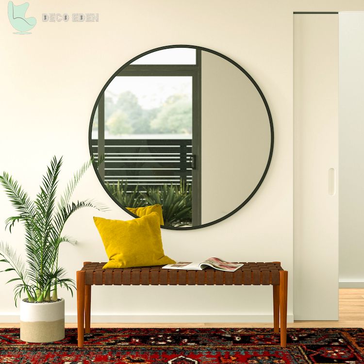 modern foyer with oversized mirror final