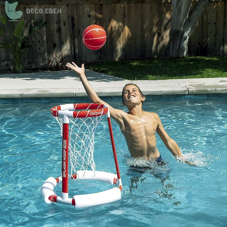 Aro de baloncesto de piscina en blanco y rojo