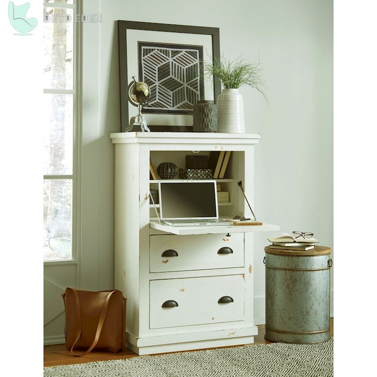 rustic white wood armoire desk final