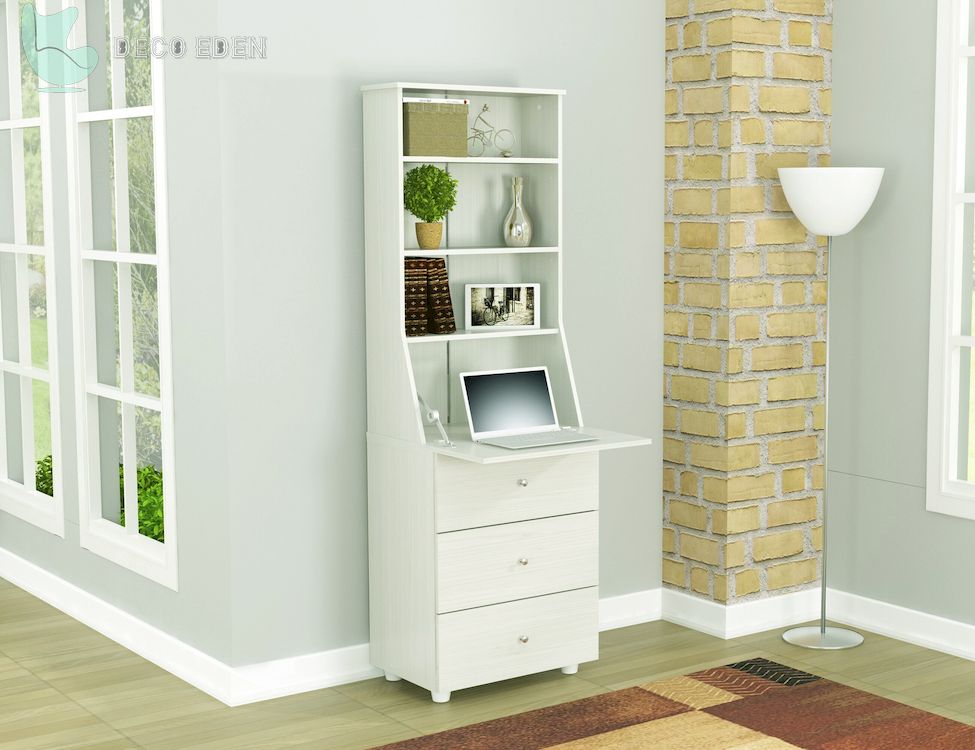 slimline computer armoire desk in cream final armario-escritorio de computadora