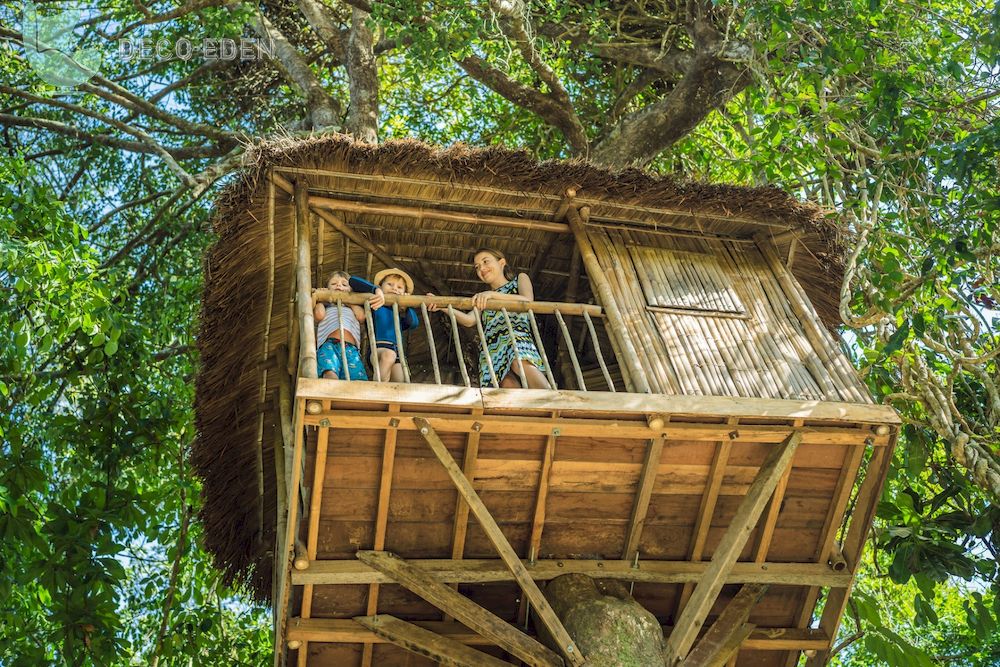 small treehouse playhouse with slide final