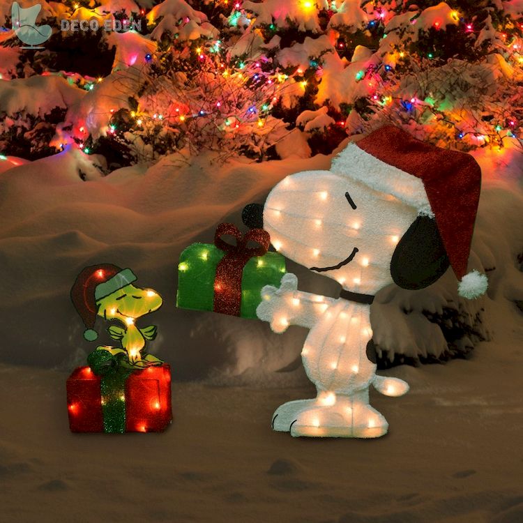 Pantalla iluminada de Snoopy y Woodstock