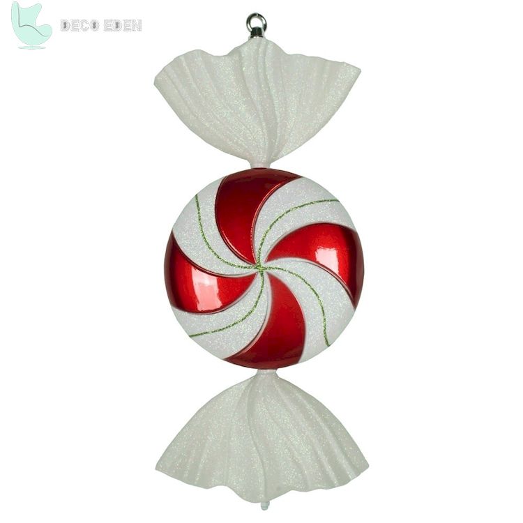 Adornos de Navidad Swirl Candy en blanco y rojo