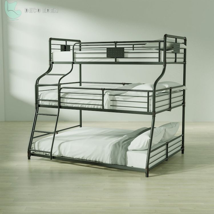 Twin Over Full Over Queen Bed para trillizos