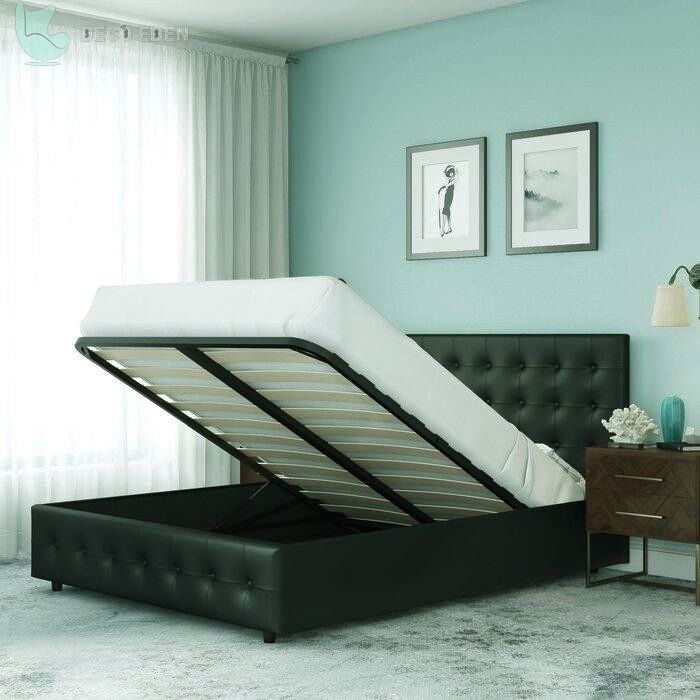 upholstered lift up storage platform bed final Diseños de Camas de Almacenamiento